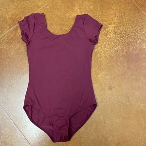 Bloch Burgundy Dance Leotard, Cap Sleeve, Girls Size 12